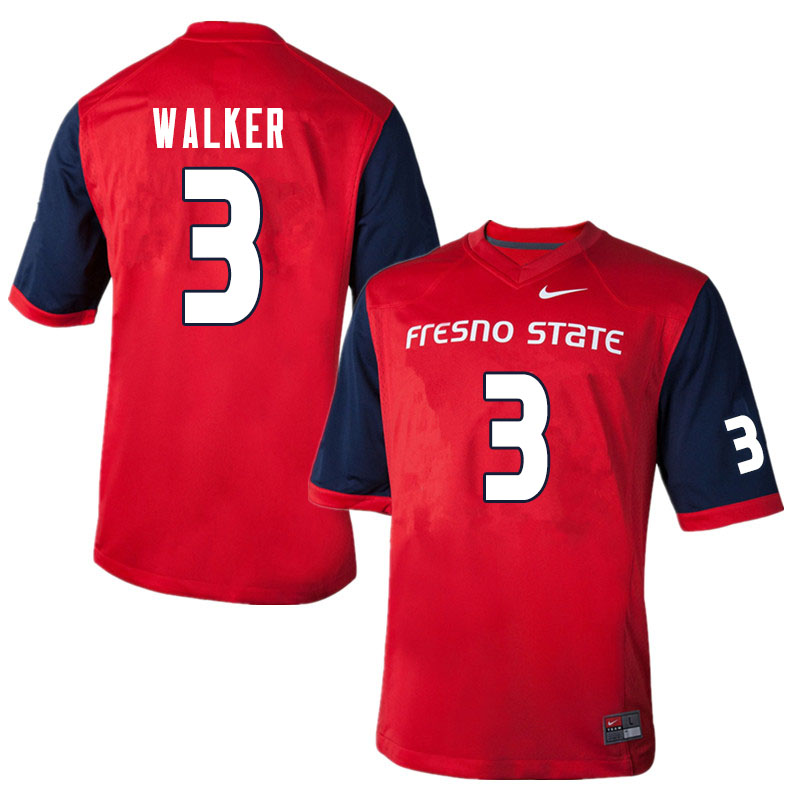 Men #3 Mykal Walker Fresno State Bulldogs College Football Jerseys Sale-Red
